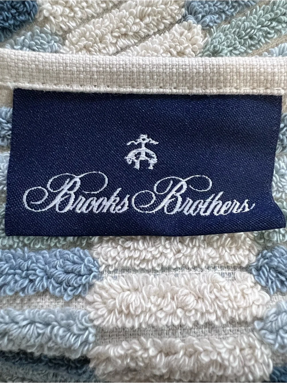 Brooks Brothers Premium Turkish Tip Towels Set of 2 Ocean Blue Tiles Fringe